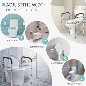 Yaşlı güvenlik çerçevesi için yükseklik genişliği ayarlanabilir tuvalet ray Fit herhangi bir tuvalet tıbbi malzemeler - Product Image 5