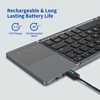 OEM B033 Keyboard Lipat Tiga Portabel Ultra Tipis dengan Touchpad, Keyboard Mini Nirkabel BT Lipat Portabel dengan Touch Pad