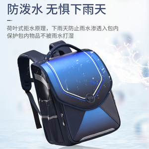<b>Student</b> <b>Backpack</b> Large Capacity Water Repellent 15 Inches For School Kids Ages 6-12 Blue And Pink Solid Color - Product Image 4