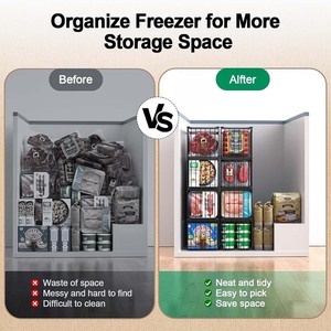Newest 4Pack <strong>Stackable</strong> Deep Chest Freezer Organizer Bins Foldable <strong>Baskets</strong> with Handles Storage Container <strong>Baskets</strong> - Product Image 3