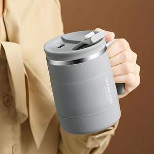 500/600毫升不锈钢和聚丙烯塑料热咖啡杯，带手柄防漏真空杯，用于办公室茶旅行和礼品 - Product Image 2