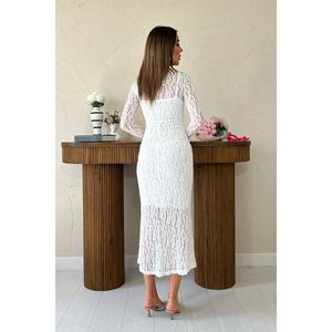 Wholesale White Turtleneck Dress Long Sleeve Versatile Lace Design |  Alibaba.com
