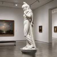 Sculpture de Virtuose Italien du XIXe Siècle en Marbre Blanc Sculpté à la Main, Entièrement Personnalisable, Modèle Vestale Voilée, OEM/ODM Bienvenus, Église