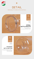Bouteilles en plastique transparent de qualité alimentaire de 500 ml avec couvercle à ouverture facile et joint d'étanchéité pour le stockage de confiture, miel, assaisonnements, emballage de suppléments vitaminiques