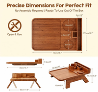 Plateau d'accoudoir de canapé vintage en bambou de haute qualité, pliable avec pieds réglables, table d'accoudoir de canapé avec porte-gobelet et support pour téléphone et tablette