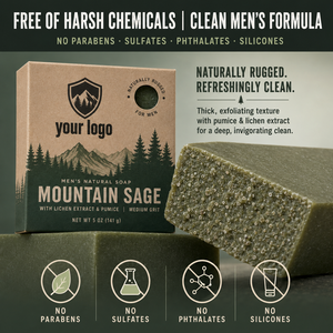 High Quality Naturally Forest Scent <b>Men</b> Soap <b>Bubbles</b> Refreshing Smooth Gentle Clean Improve Texture Rapid Mountain Sage Soap - Product Image 3