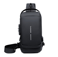 Sac de poitrine pour homme avec serrure à code antivol, sac de sport décontracté pour la course en extérieur, sac banane, sac à bandoulière, sac à dos de sport