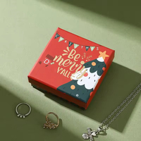 Boîte à bijoux personnalisée pour Noël, boîte d'emballage en papier avec couvercle et base pour bague, collier, boucles d'oreilles, bracelet