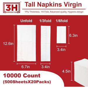 Tovaglioli di Carta Bianchi Piegati 3H, Monouso, 10000 Pezzi (20 Confezioni, 500/Confezione) 1 Velo, Piegatura 1/6, Confezione Grande per Ristoranti, Buffet, Caffetterie, Ricarica - Product Image 2
