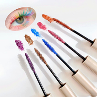 Mascara waterproof multicolores sans logo, maquillage de fête, cosmétique végétalien, paillettes brillantes, mascara 4D coloré