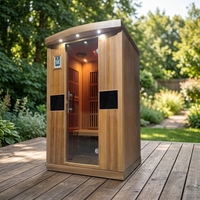 Sauna de Infrarrojos Lejanos de Lujo para 1 Persona Aspen, Bajo EMF, Madera Sólida de Cedro Rojo, Diseño Moderno, Uso Interior, 120V, Vapor Seco, 1 Año de Garantía