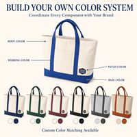 Sac fourre-tout en toile personnalisé avec blocs de couleur et bordure bleu roi, pour ordinateur portable, dossiers A4, bouteille d'eau, cadeaux, grande capacité, vente en gros, directement de l'usine