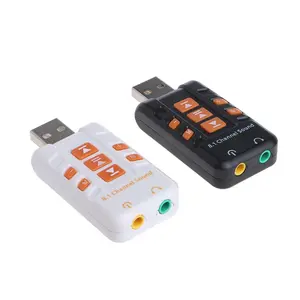 멀티 USB 사운드 카드 8.1 채널 가상 CD 오디오 어댑터 앰프 쉘 블랙 외부 컴퓨터 사운드 카드 PC 노트북