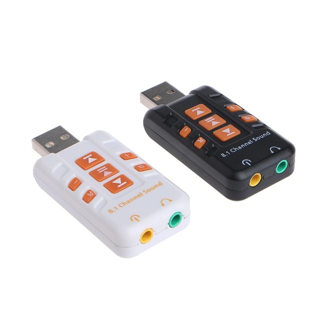 Black 8.1 Channel Virtual CD Audio Adapter Amplifier Multi USB Sound Card for PC Laptop External Computer Sound Cards