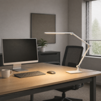 Lampe de bureau LED tactile en métal pliable à double base, luminosité/couleur réglables, idéale pour chambre à coucher, bureau, étudiants, lecture