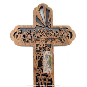 Décoration murale Cadeaux religieux Décorations de Noël Croix de terre sainte en bois d'olivier Croix en bois Décoration murale Croix en bois - Product Image 5