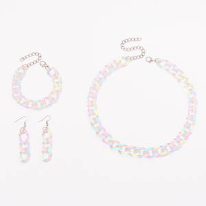 Geometric Acrylic Chunky Chain <b>Necklace</b> Zinc Alloy Party Fashion <b>Statement</b> Jewelry Set - Product Image 5
