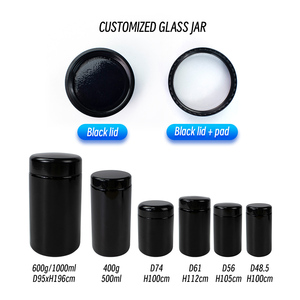 In-stock black glass cream <b>jars</b> 50g100g 150g 200g 250g 500g hot sale - Product Image 1