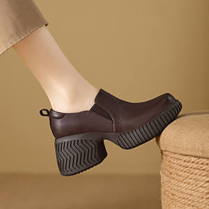 High Quality Genuine Leather Fashion Fall/Winter New Style European Retro Simple Versatile <b>Ankle</b> <b>Bootie</b> Platform Sole Women - Product Image 6