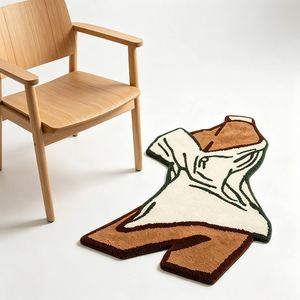 Tapis personnalisé de forme irrégulière à motifs de personnages d'anime, tapis de zone imprimé de marque de designer cool avec motif d'ours, tapis doux imprimé motif de singe, tapis de sol style baskets - Product Image 2