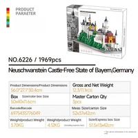 Blocs de construction en plastique OEM Château de Neuschwanstein, modèle architectural éducatif DIY pour enfants et adultes, échelle 1:1, très vendus