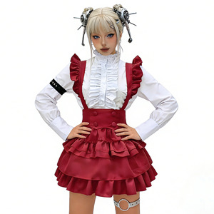 Robe Lolita Mécanique Cyberpunk Style Gothique Costume Cosplay Jupe Volantée Rouge et Blanche Jeu de Rôle Anime Printemps 2025 - Product Image 3