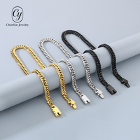 Ensemble de colliers pour hommes tendance, cool, minimalistes, en denim double tissage poli, avec fermoir bouton rond poli