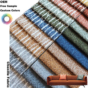 Tissu bouclé pour meubles <span class=keywords><strong>d</strong></span>'ameublement, directement de l'usine, fil teint en polyester, chenille, lin uni, tissu chenille pour canapé - Product Image 1