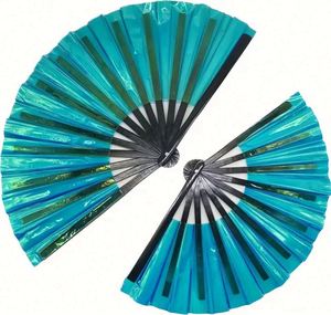 พัดไม้ไผ่ลายโฮโลแกรมสำหรับผู้หญิง พัดพับขนาดใหญ่ ของขวัญทางธุรกิจสำหรับเทศกาล งานแสดงความภาคภูมิใจ และตกแต่ง - Product Image 5