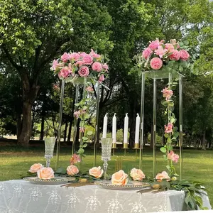 New Product Ideas Crystal Acrylic Flower Stand Wed Decor Table Ornaments Wedding Acrylic Centerpiece Flower Stand