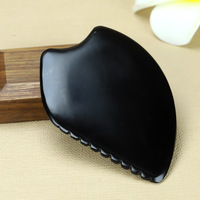Outil de massage facial Gua Sha en pierre Bian, peigne Guasha unique à 9 bords en pierre Bian pour la thérapie SPA et l'acupuncture, logo personnalisé