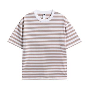 Quần Áo Các Nhà Sản Xuất Tùy Chỉnh 240 Gram Sọc Thời Trang Mùa Hè Mới Đến Giản Dị Lỏng 100% Cotton Ngắn Tay T-Shirt - Product Image 6