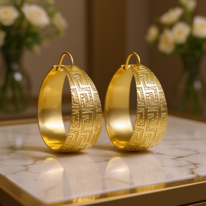 Pendientes de aro geométricos dorados para mujer, joyería fina clásica para uso diario, estilo de metal dorado - Product Image 2