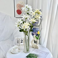 Wiederverwendbare, farbechte, realistische, mehrfarbige künstliche Gloriosa-Lilienstiele für Bauernhaus, Zuhause, Hochzeit & Muttertag – Blumenfüller-Zubehör