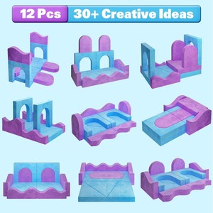 Sofá Seccional Convertible de Espuma de 12 Piezas para Jugar, Bloques de Construcción para Niños y Niñas, Muebles para Sala de Juegos Interior - Product Image 3