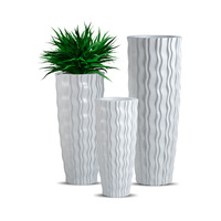 Vente d'usine de pot de fleur en fibre de verre grands vases cylindriques blancs de 70/90/120cm de hauteur