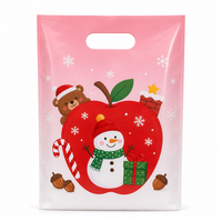 Sacs à bonbons de Noël personnalisés en plastique PE avec poignée découpée - Sacs transparents imprimés pour emballages de fêtes