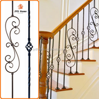 JYD Home Meneuses d'escalier modernes en fer forgé avec doubles paniers, revêtement poudré noir, 1/2"x44", Garantie 2 ans (Q-105) - Pièces d'escalier