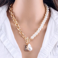 Colliers ras du cou vintage en perles pour femmes, pendentifs géométriques irréguliers, collier doré, accessoires de bijoux féminins