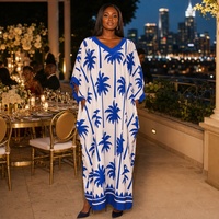 Nouvelle Robe Boubou Africaine 2026 pour Femmes Grandes Tailles, Imprimé Palmiers, Ample, Maxi Kaftan, Abaya Musulmane, Vêtement Traditionnel Africain