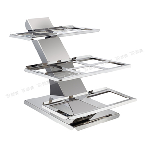 Stainless Steel Slanted <strong>Three</strong> <strong>Tier</strong> 16 Grid Space Saving Buffet Risers Dessert <strong>Stand</strong> Display Rack for Hotel Catering Restaurant - Product Image 3