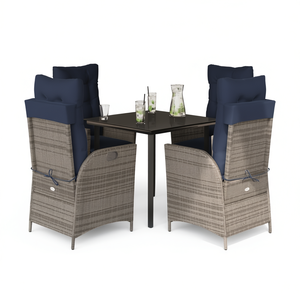 Set da Pranzo da Giardino in Rattan PE Grigio per 4 Persone, Resistente ai Raggi UV, Arredamento da Esterno in Stile Contemporaneo - Product Image 1