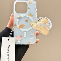 Coque de téléphone magnétique XP001 style Ins, bleu clair, motif fille de dessin animé, compatible avec iPhone 17PROMAX 16PLUS 15PRO, Croissant au fromage