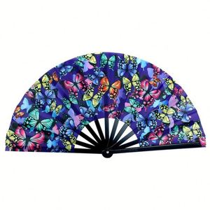พัดพับทำมือจากจีน/ญี่ปุ่น ทำจากพลาสติกและผ้าไนลอน สำหรับสุภาพสตรีและสุภาพบุรุษ เหมาะสำหรับการแสดง ตกแต่ง งานเต้นรำ และเทศกาลต่างๆ - Product Image 2