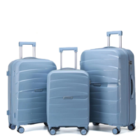 Set Koper Troli Perjalanan Multiwarna Grosir, Set Koper Bahan PP Keras dengan Roda Spinner dan Kunci TSA