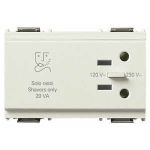 Prise de rasoir blanche 230V 20VA, uniquement pour rasoirs, double tension 120V 230V - Product Image 1