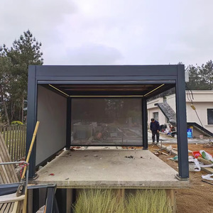 Pérgola y Gazebo de Aluminio con Luces LED, Impermeable, Bioclimática, con Cortina - Product Image 3
