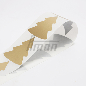 Gold PET <b>Scratch</b>-Off Adhesive Labels Christmas Tree Shape 56x72mm Anti-Counterfeiting Stickers for Promotional Cards B2B Bulk - Product Image 4