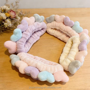 Diademas de Felpa de Coral con Forma de Corazón Coloridas Personalizadas para Mujeres y Niñas - Yoga, Deporte, <span class=keywords><strong>Maquillaje</strong></span>, Lavado de Cara, Cabello - Product Image 5