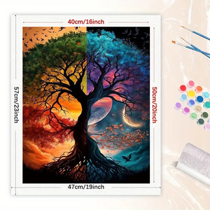 Kit Pittura con Numeri Fantasy Art per Adulti - Fai da Te, Tela Ecologica, Albero Giorno e Notte, 16x20 Pollici, Senza Cornice, Regali d'<span class=keywords><strong>Arte</strong></span> Surreale - Product Image 2